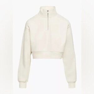 Aritzia - Cozy Fleece Cropped Perfect ¼ Zip Sweatshirt - S in White